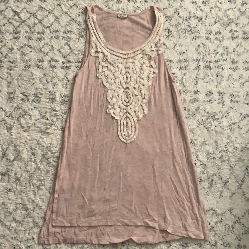 Soft Pink Lace Tunic Tank Top